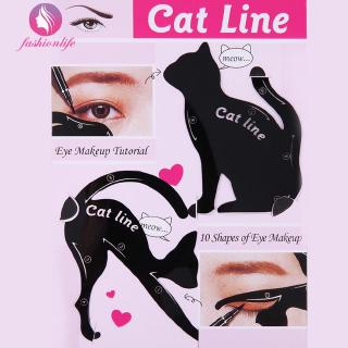Pro 2pcs/Set Cat Eyeliner Stencil Makeup Eyebrow Models Stamp Template Card