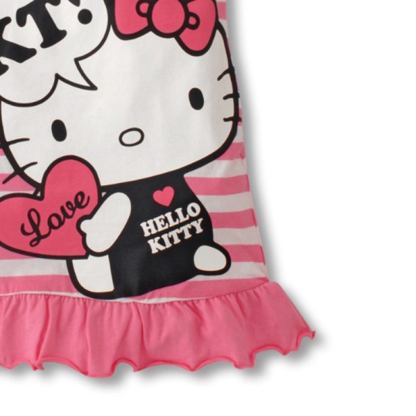 Đầm Sát Nách Kẻ Sọc Hình Hello Kitty Cho Bé Gái