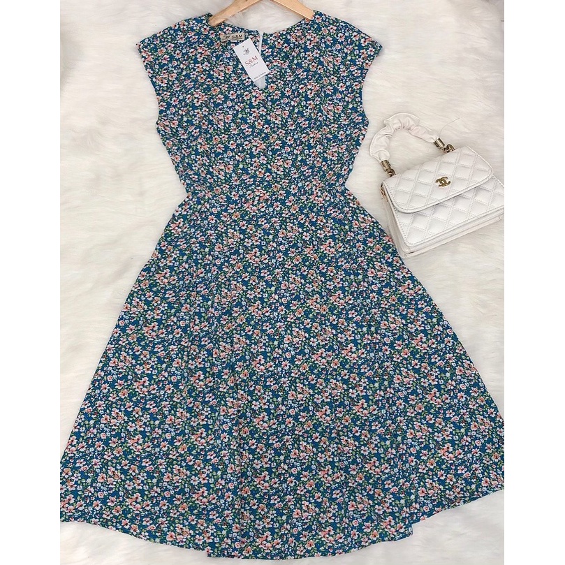 Đầm xòe hoa nhí tay con có túi - GR0229