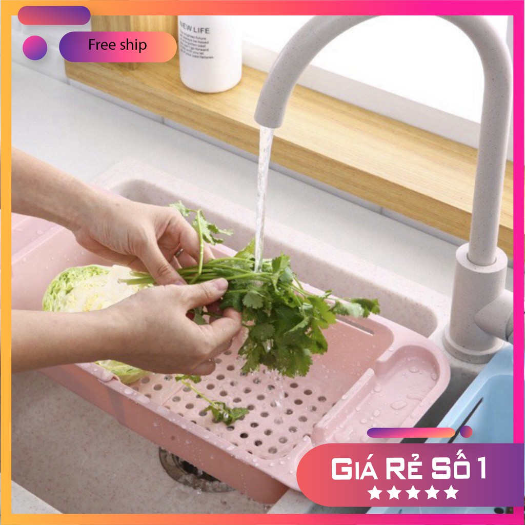 Rổ gác bồn rửa bát thông minh gấp gọn, khay nhựa đa năng có thể điều chỉnh kích thước gài bồn rửa chén 5613