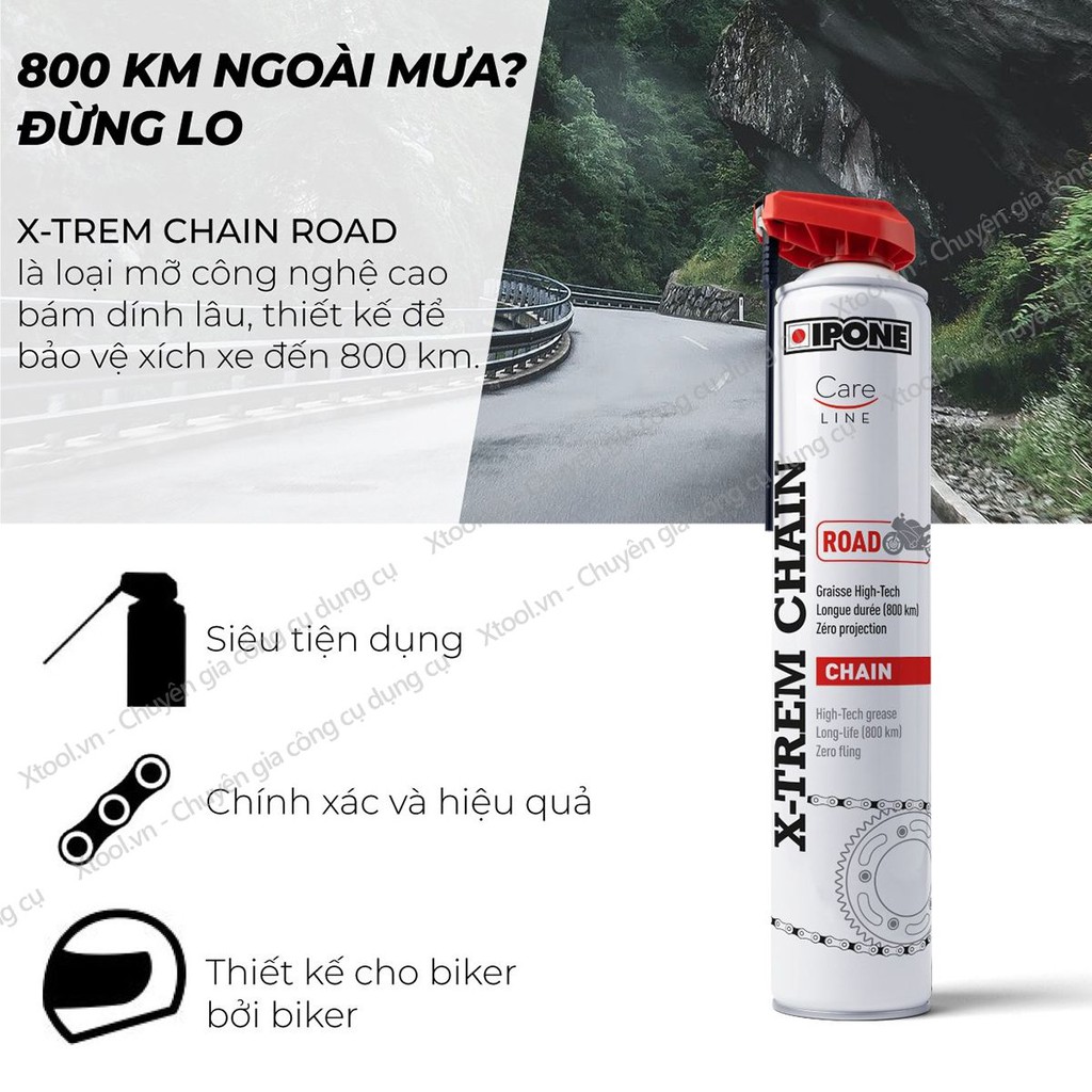 Xịt dưỡng sên cao cấp IPONE X-TREM CHAIN ROAD 100ml 500ml chai xịt vệ sinh bảo dưỡng bôi trơn xích xe