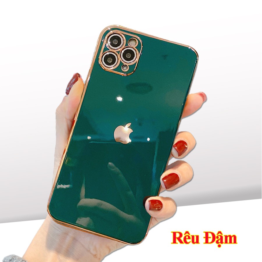 Ốp lưng giả iphone 12 dẻo ✅ Cạnh vuông, viền vàng sang trọng cho iphone 6plus//6splus/7plus/8plus/x/xs/xsmax/11/11promax