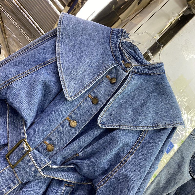 Áo Khoác Denim Tay Dài Cổ Búp Bê Thời Trang Dành Cho Nữ