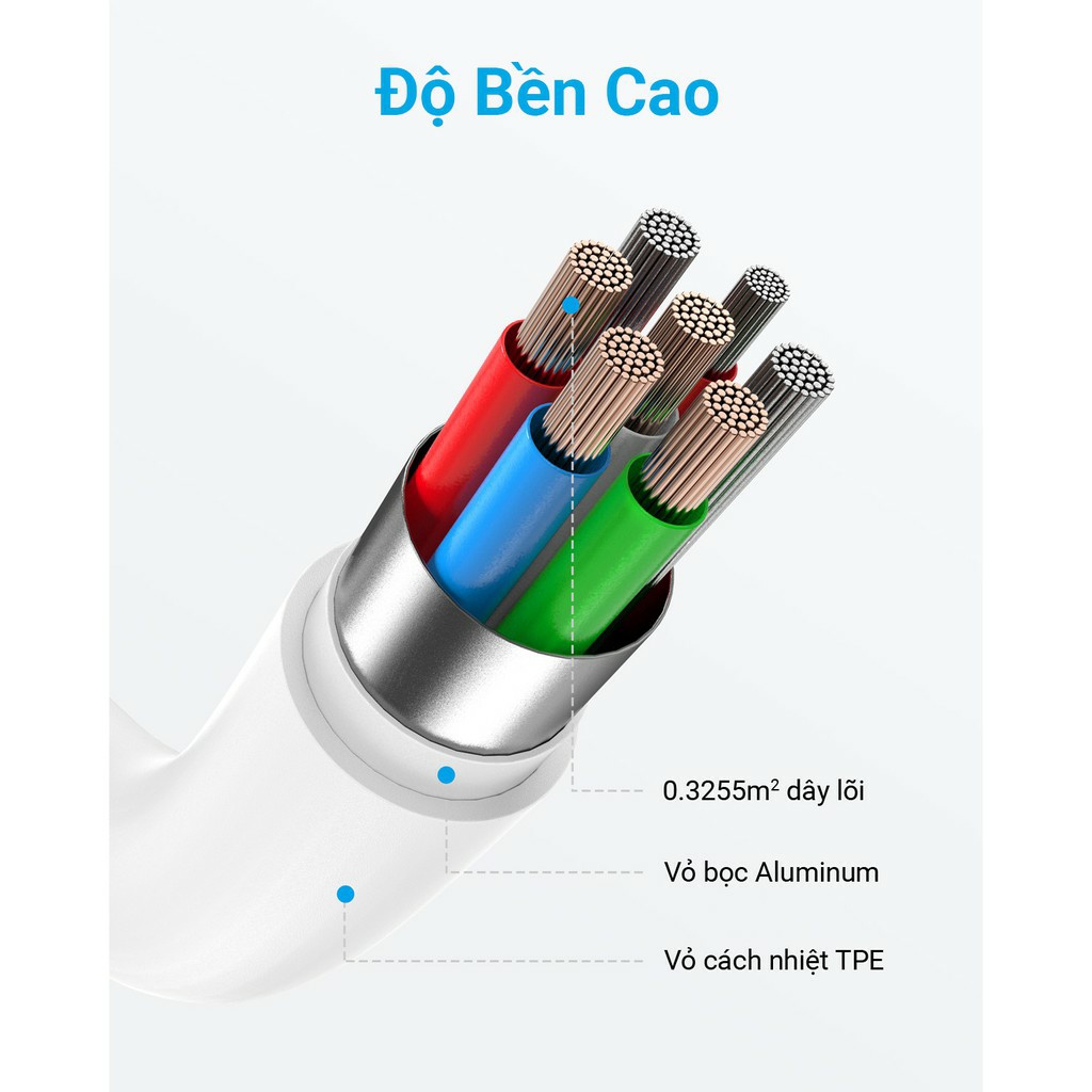 Dây cáp sạc nhanh Type C ra to L  Anker PowerLine A8623 A8633 A8632 Tuấn Hà Store
