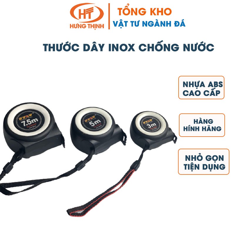 Thước dây inox tự hãm - Hàng chuẩn loại 1 dày dặn, cứng cáp, lụa in sắc nét- Thước 3M, 5M, 7,5M