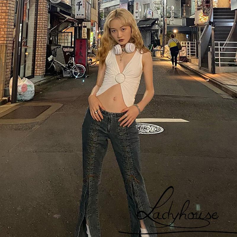 Áo Sát Nách Cổ Chữ V Hở Rốn Xếp Ly Màu Trơn Thời Trang Cho Nữ