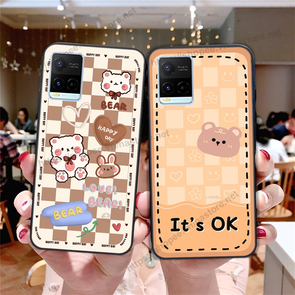 Ốp lưng Vivo Y21 / Y21s / Y33s trái tim hình gấu cute cá tính, giá rẻ, cực bền