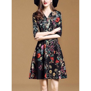 Hàng nhập - đầm xòe hoa tay lỡ duyên dáng - st13362701