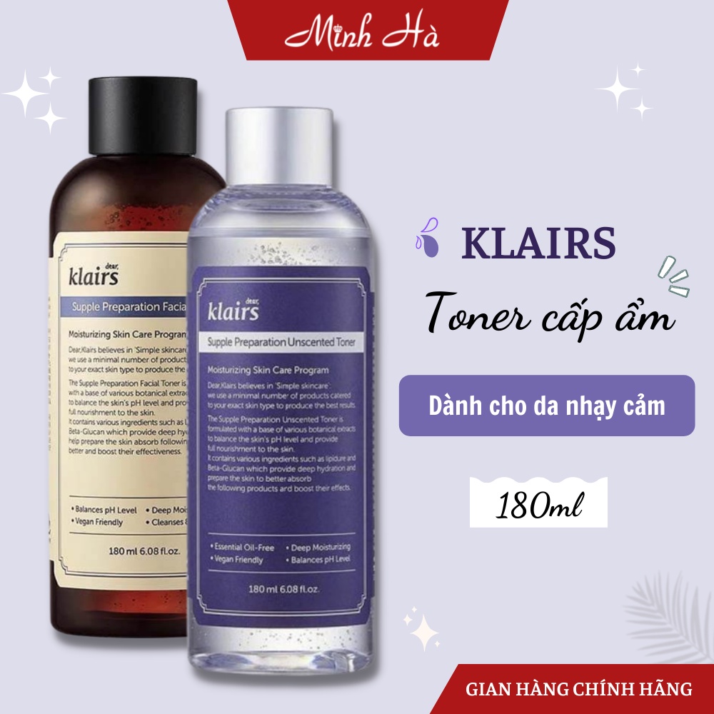 Nước hoa hồng klairs không mùi supple preparation unscented toner dưỡng ẩm - ảnh sản phẩm 1