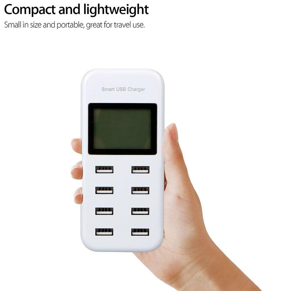 Cục Sạc Nhanh An Toàn 8 Cổng USB Gắn Tường Hiển Thị LCD Cổng USB AC Có Màn Hình LCD Sạc Nhanh An Toàn