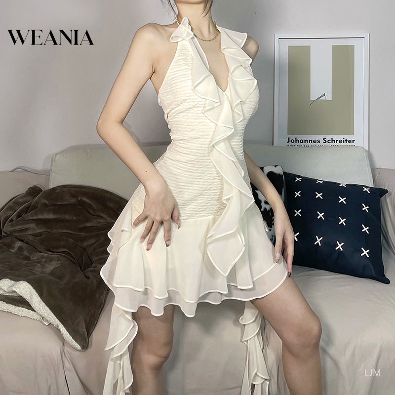 Đầm Chiffon Hở Lưng Phối Bèo Thiết Kế Mỏng Xinh Xắn Thời Trang Dành Cho Nữ