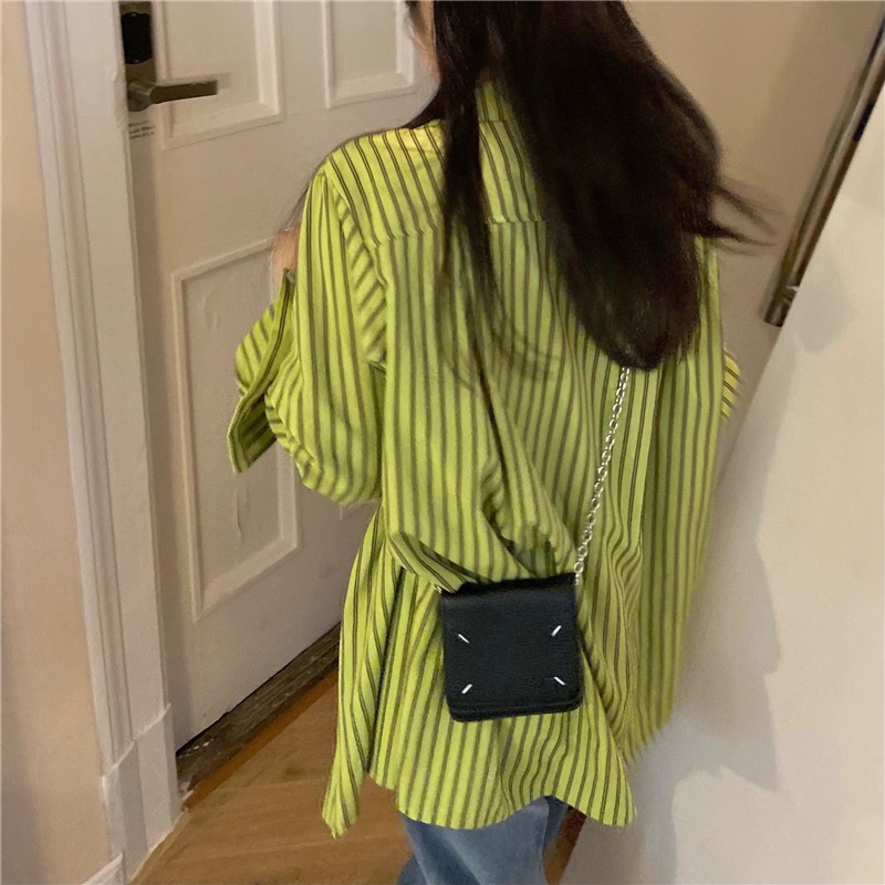 SUXI Áo Sơ Mi Nữ Dài Tay Họa Tiết Kẻ Sọc Thời Trang