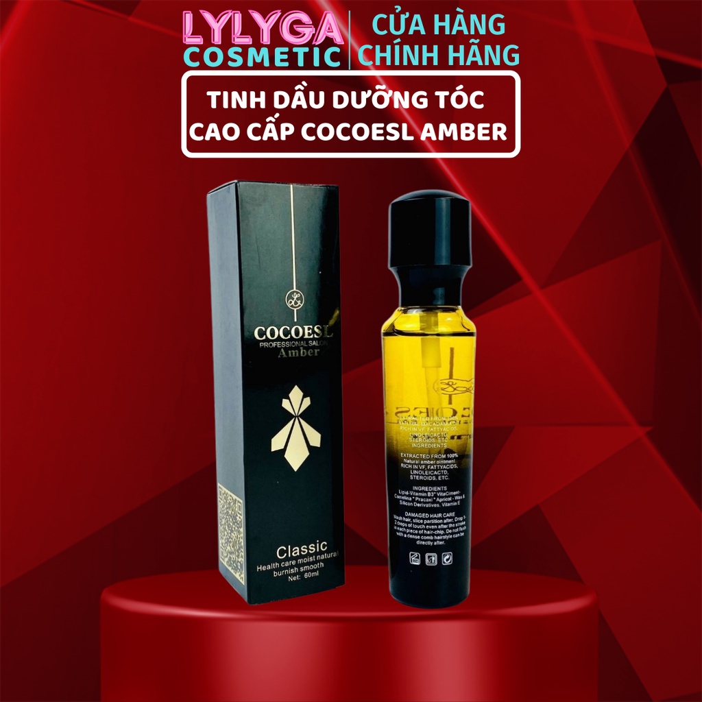 Tinh dầu dưỡng tóc Phục hồi tóc hư tổn và chẻ ngọn cao cấp COCOESL Amber 60ml -  100% tinh dầu nguyên chất