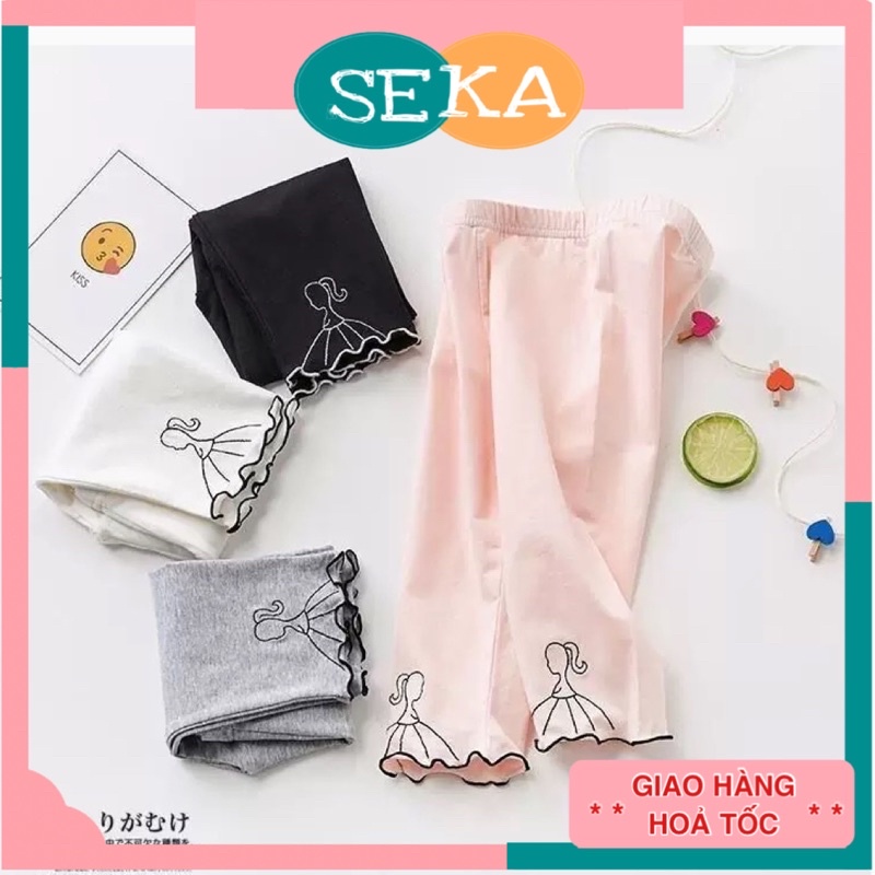 Quần legging bé gái dáng đùi ngố lửng cotton thun lạnh mềm co giãn họa tiết công chúa cho trẻ em SEKA 2105.11 CS39