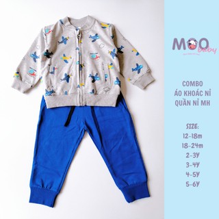 SET bộ nỉ bé trai, áo khoác nỉ bé trai kèm quần nỉ bé trai size từ 12m đến 6Y