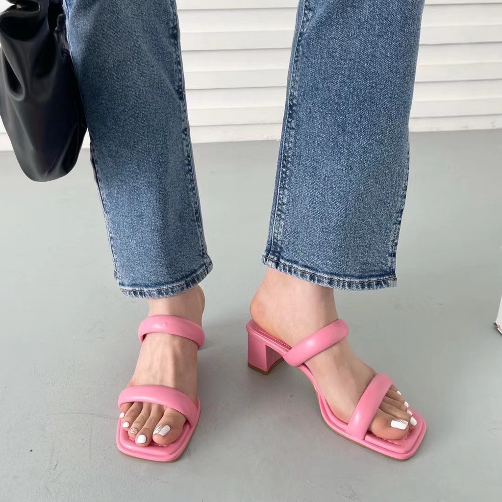 Dép gót vuông 2 quai ngang 6883 - Kachi House