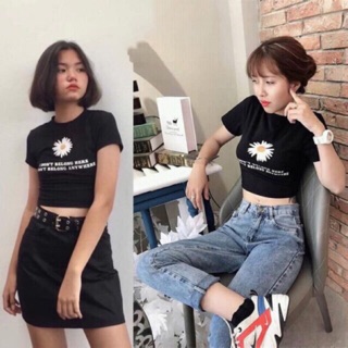 Áo crt hoa cúc chất thun