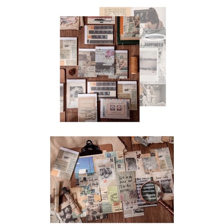 [VS13] set giấy nền hoạ tiết vintage cổ điển trang trí sổ bullet journal phụ kiện decor winzige