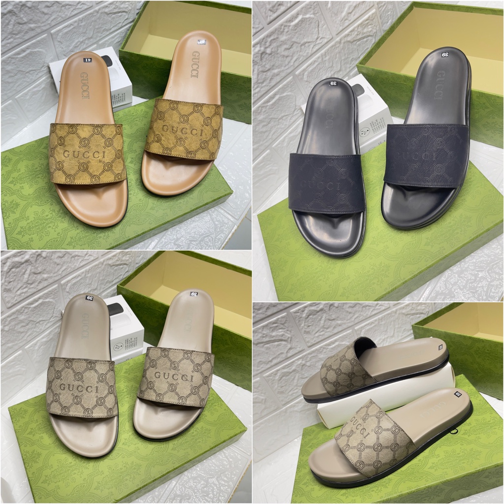 Dép Gucci bản quai da sần cao cấp , dép unisex nam nữ đế cao su non 2022