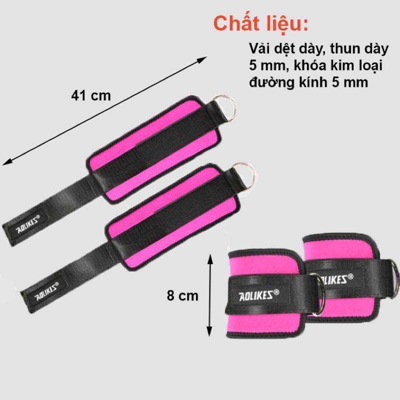 ĐAI QUẤN CỔ CHÂN HỖ TRỢ TẬP GYM, MÔNG AOLIKES CAO CẤP, MÓC TẠ BẰNG INOX, KHÓA DÁN CHẮC CHẮN