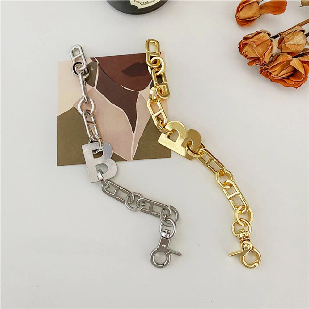 JENIFERDZ New Letter B Bracelet Party Wrist Chain Thick Chain Big Letter Gift Statement Jewelry Personality Alloy Hip hop/Multicolor