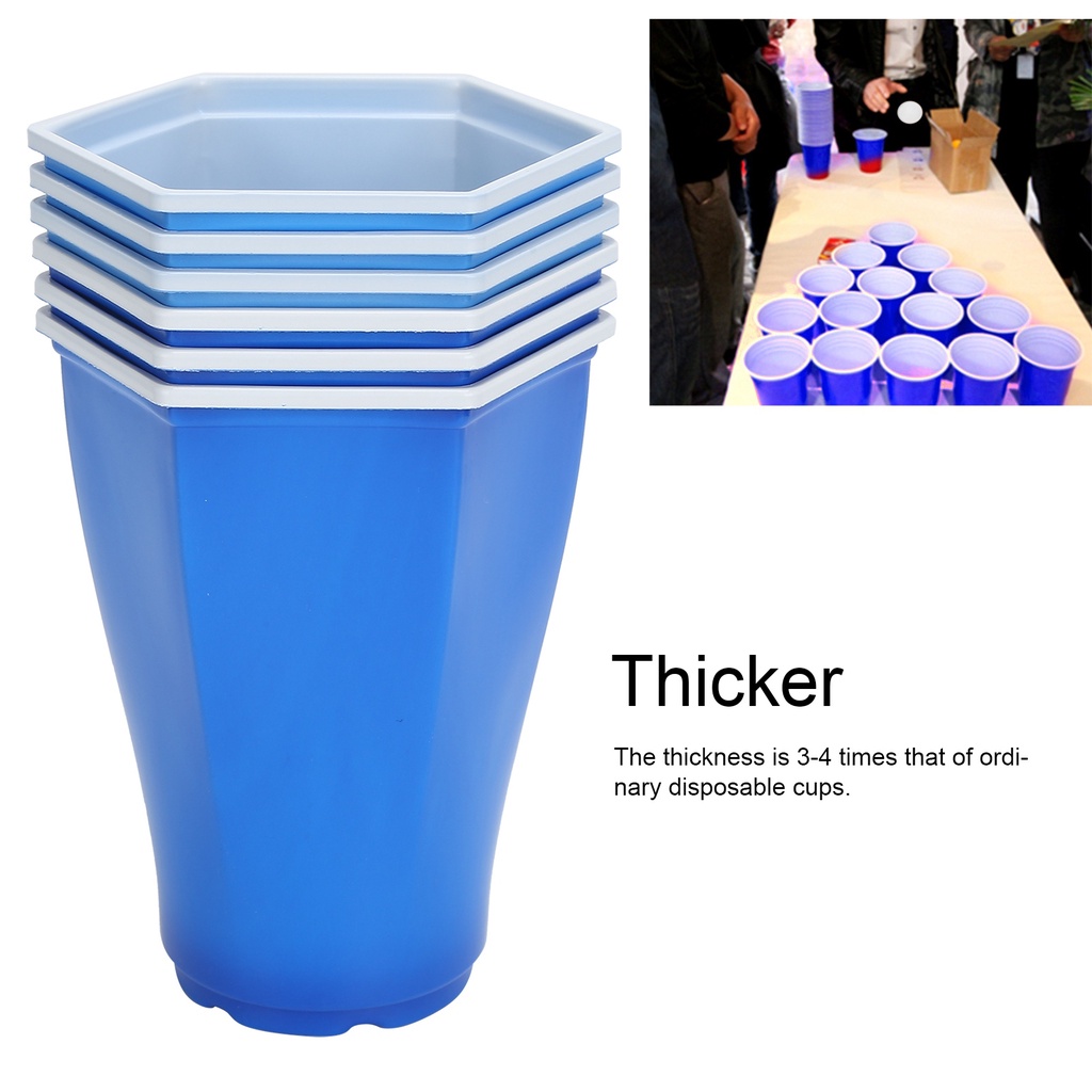 [Hàng Sẵn] 6 cái 450ml Hex Miệng Cốc dùng một lần Cốc nhựa dày cho Nhà hàng Ngoài trời Trò chơi 【Wyoming060】