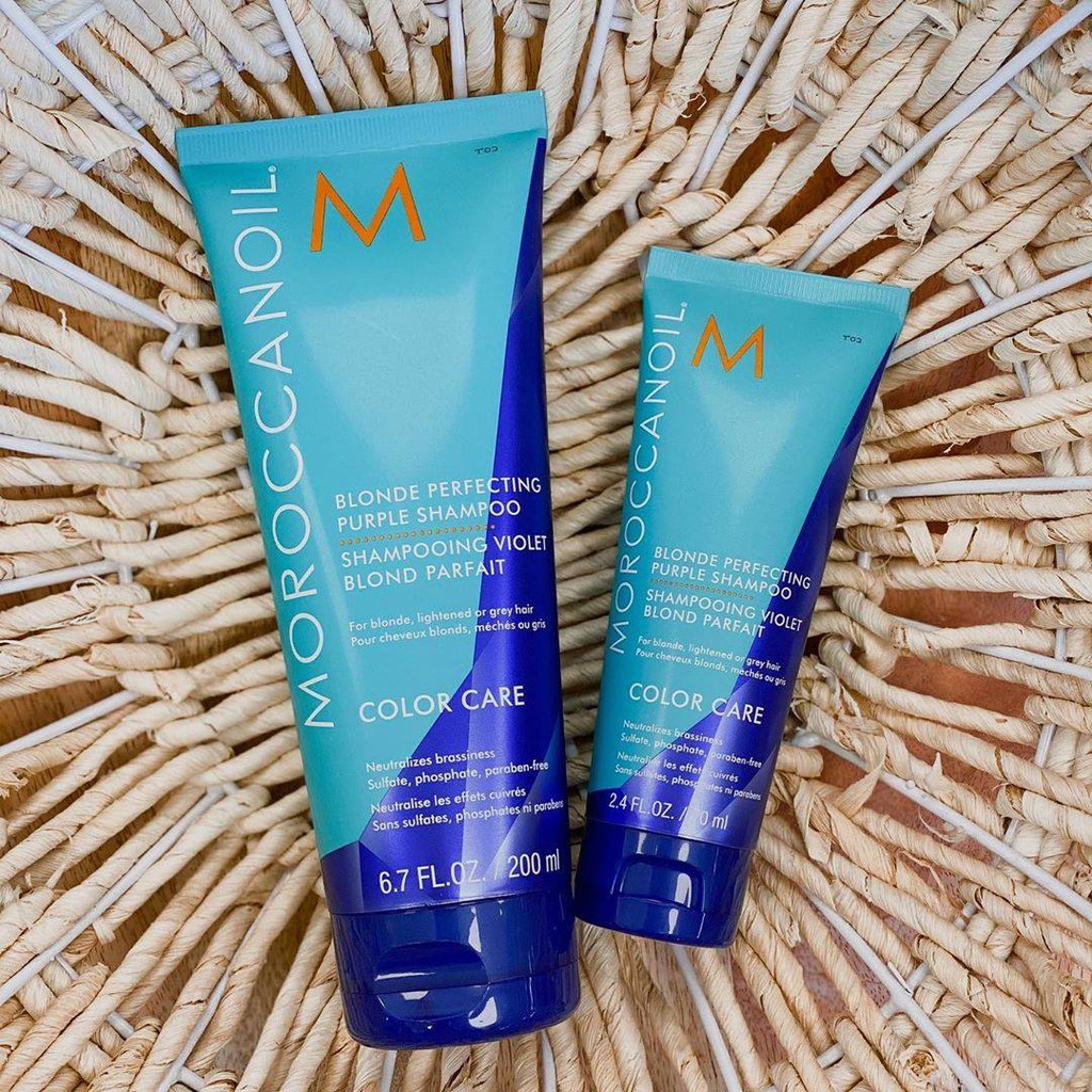 Chính hãng  Bộ sản phẩm chăm sóc tóc vàng sáng, khử vàng tóc bạch kim Blonde Perfecting Purple Full Size Moroccanoil