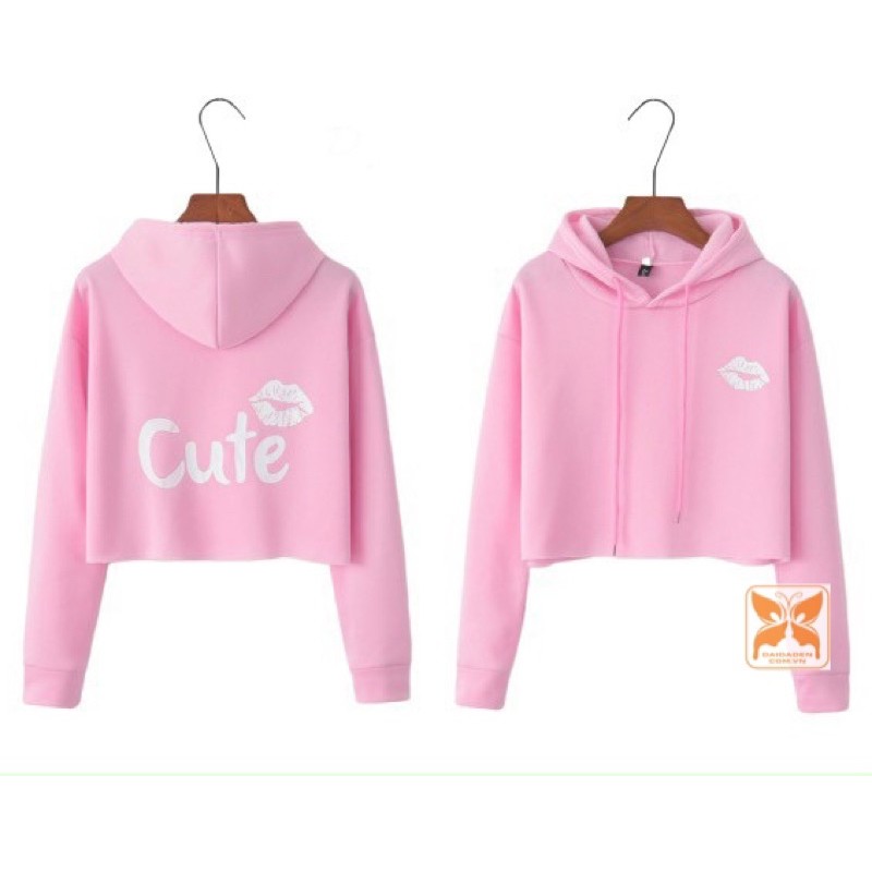 Áo Hoodie Lửng / Croptop Bé Gái 30kg -60kg Thun Da Cá