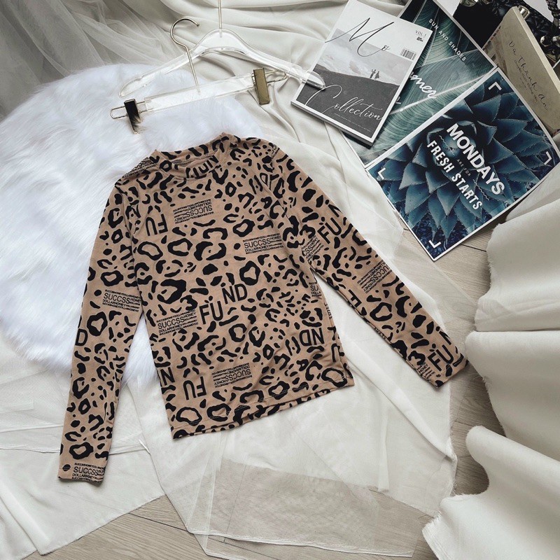 Áo thun nữ chất vải lưới lót thun tay dài in chữ co giãn 4 chiều