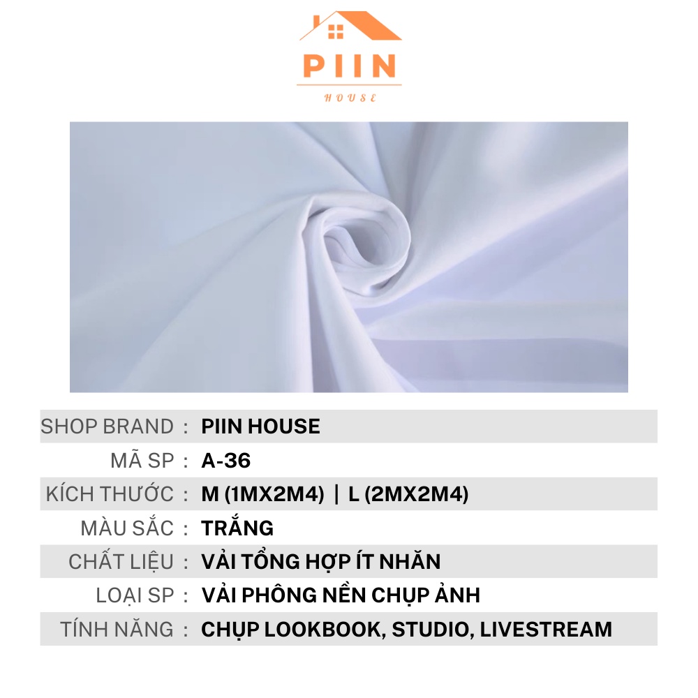 Vải phông nền trắng background chụp Studio, Lookbook hoặc Livestream khổ lớn 3mx2,4m, tặng kèm móc treo