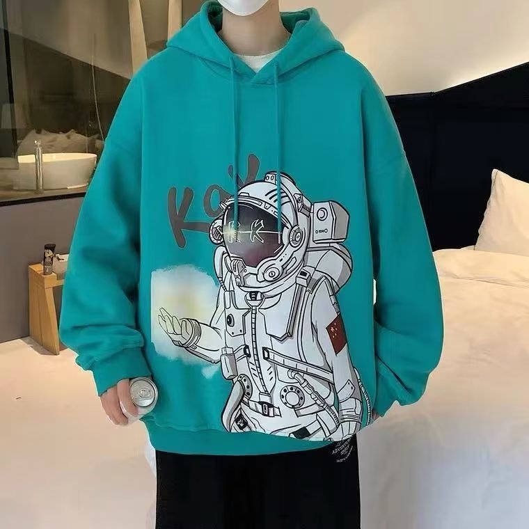Áo Hoodie Tay Dài Dáng Rộng In Họa Tiết Phi Hành Gia Hoạt Hình Cá Tính Cho Nam Nữ
