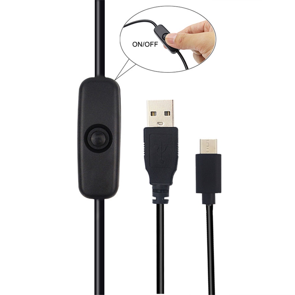 [Coco] Power Adapter Cable 5V 3A USB to Type-C Power Supply Cord with ON Off Button Replacement for Raspberry Pi 4