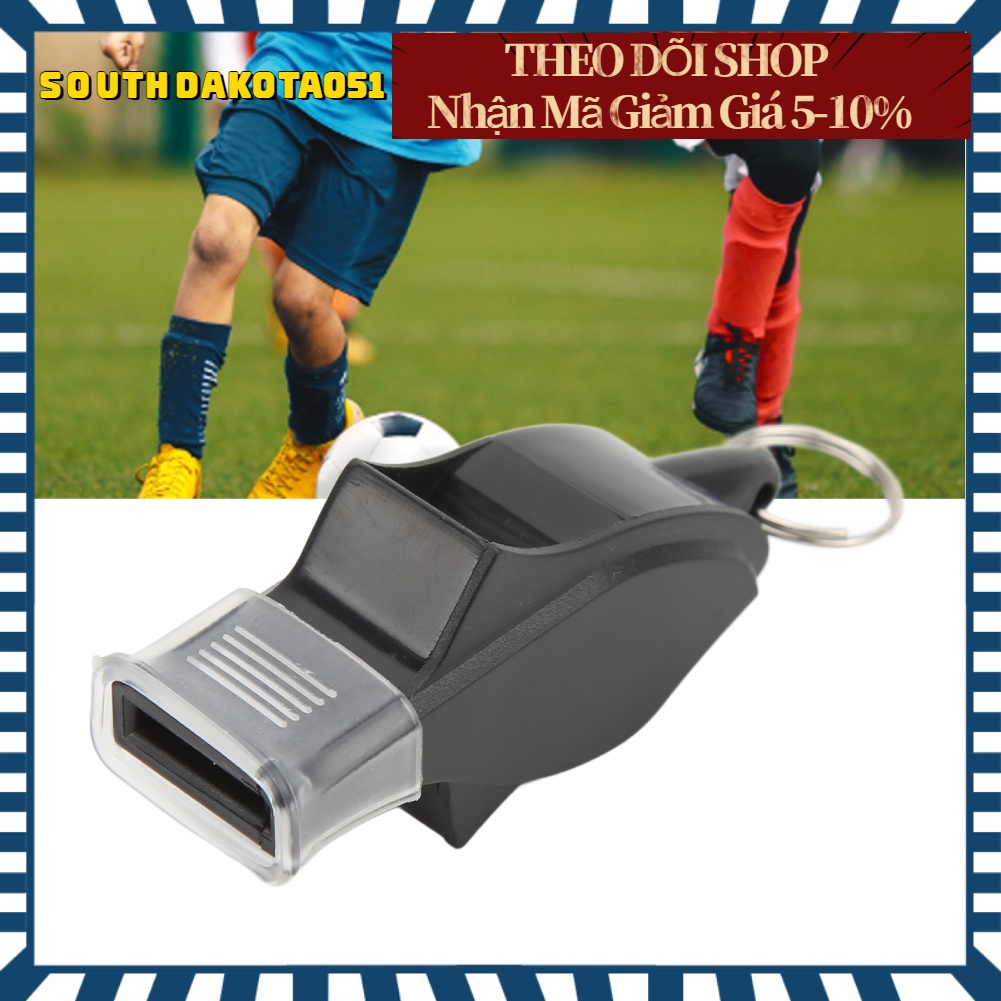 Còi trọng tài bóng rổ/ bóng đá màu đen có dây buộc cho các cuộc thi đấu thể thao