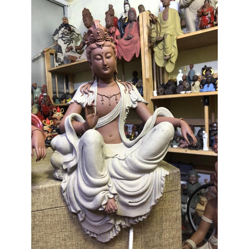 TƯỢNG QUAN ÂM TỰ TẠI GỐM TỬ SA CAO CẤP DO NGHỆ NHÂN CẤP QUỐC GIA CHẾ TÁC THỦ CÔNG - TRANG TRÍ NHÀ CỬA TIỂU CẢNH PHỐI LŨA