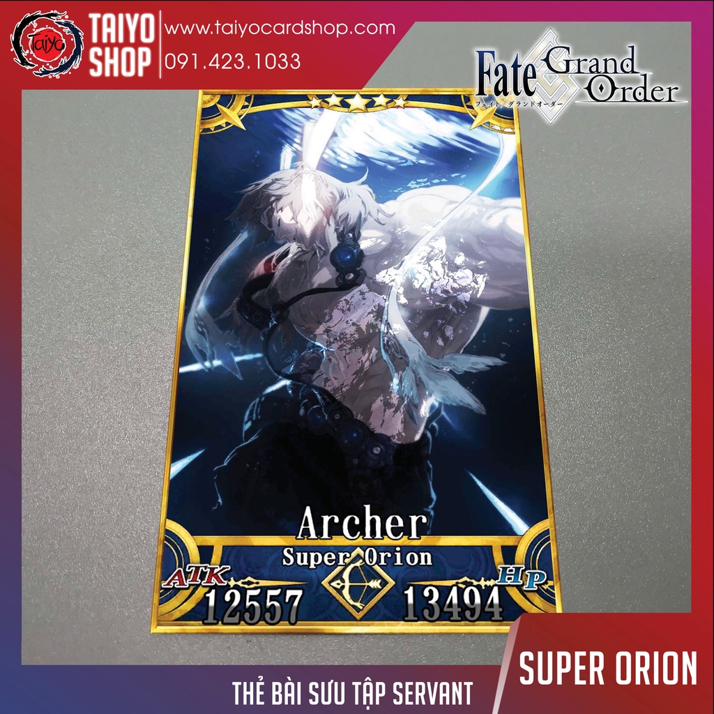 Thẻ bài custom card bánh xốp anime Fate/Grand Order FGO để sưu tầm tự chọn Super Orion