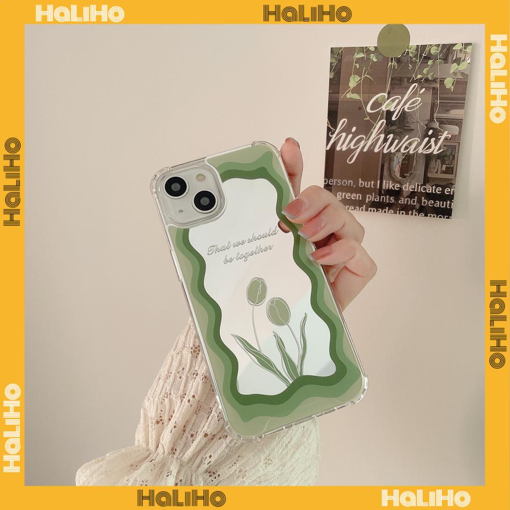 Ốp điện thoại acrylic gương trang điểm HD in hoa tulip thích hợp cho iPhone 11 13 Pro Max 12 Pro Max 7 Plus iPhone xr