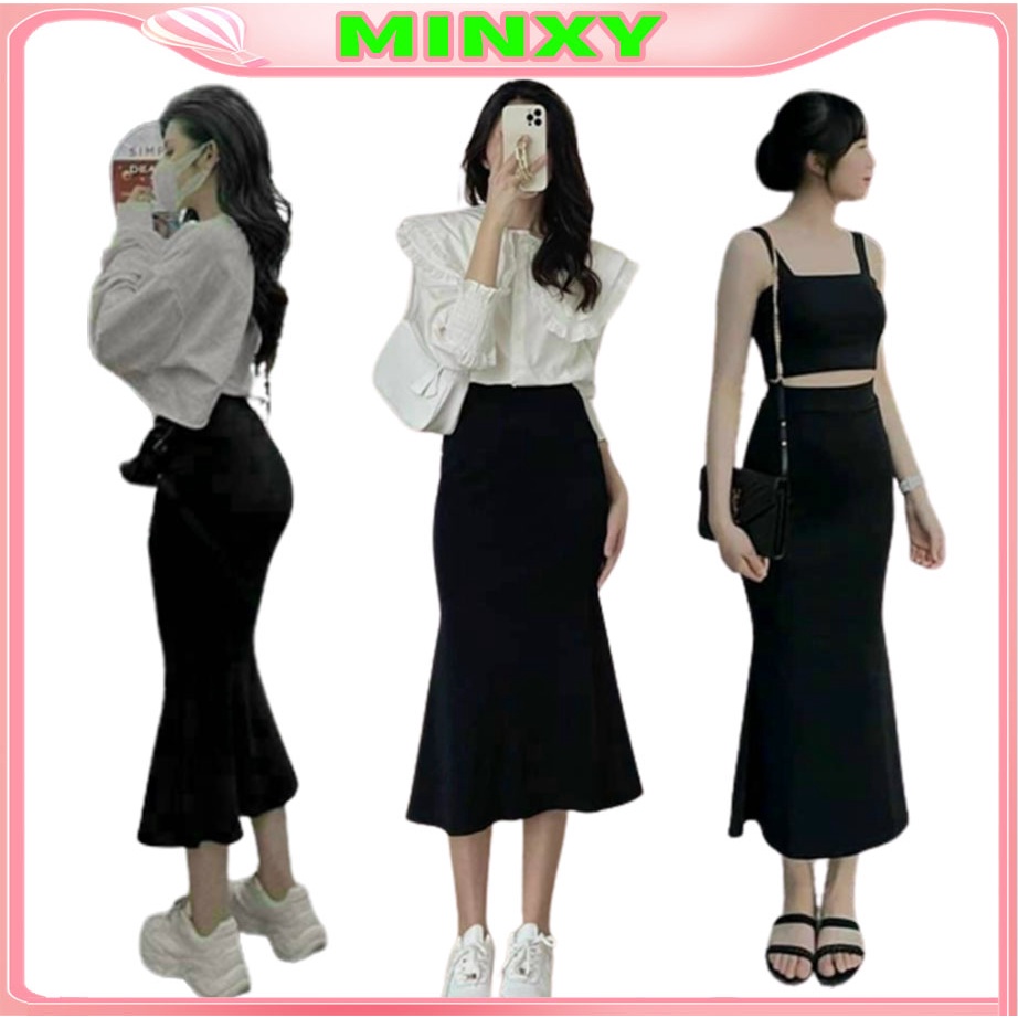 Chân váy maxi bút chì chân cá chất umin dày dặn co giãn tốt dáng dài