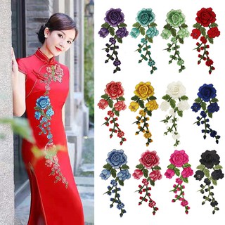1 Chiếc Nhiều Màu Sắc Dây Dài Hoa Thêu Sắt Trên Miếng Dán Sawn Đính Thêu DIY Quần Áo