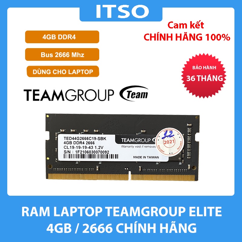 RAM Laptop Team Group Elite 4GB DDR4 Bus 2666 chính hãng - Bảo hành 36 tháng
