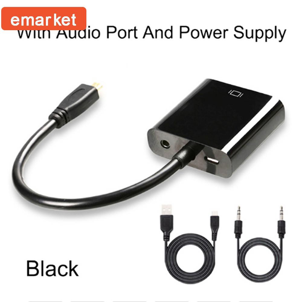 POWER Cáp Chuyển Đổi Hdmi Sang Vga Với Cổng Âm Thanh Micro Usb Cho Máy Tính