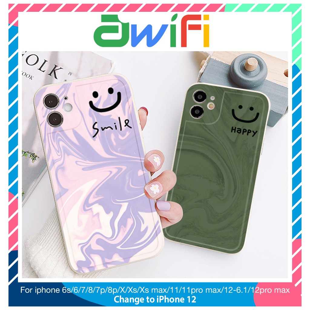 Ốp lưng iphone viền nổi bóng vân đá smile 6plus/6s/6splus/7/7plus/8/8plus/x/xr/xs/11/12/pro/max/promax -Awifi Q4-2