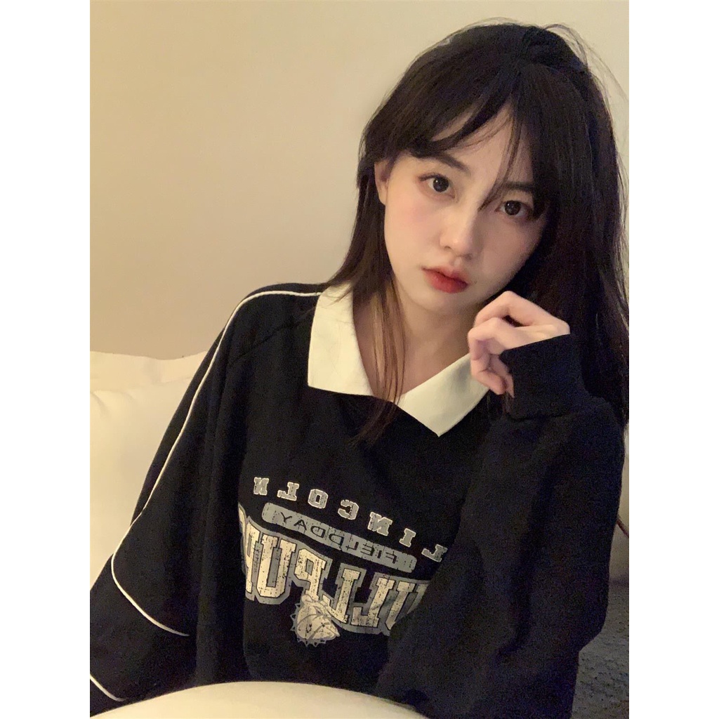 Áo Sweater Cổ Polo Dáng Rộng Thiết Kế Mới Thanh Lịch Cho Nữ