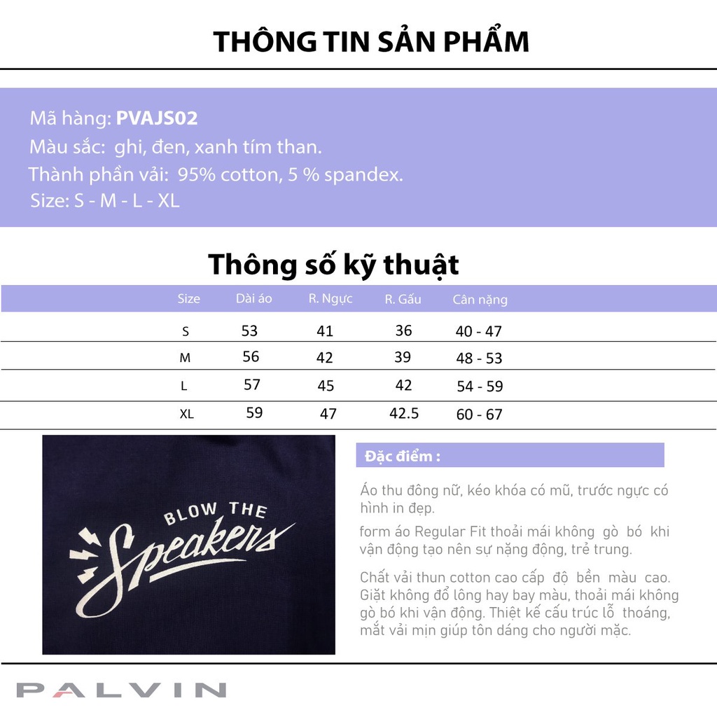 Áo thun dài tay có khóa kéo nữ PALVIN - PVAJS02 | BigBuy360 - bigbuy360.vn