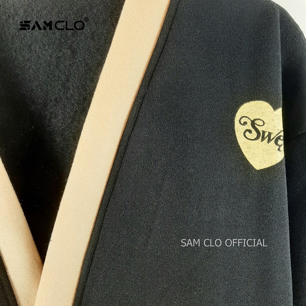 Áo khoác CARDIGAN nữ SAM CLO ulzzang - Áo khoác nỉ nữ freesize dáng unisex in hình TRÁI TIM SWE