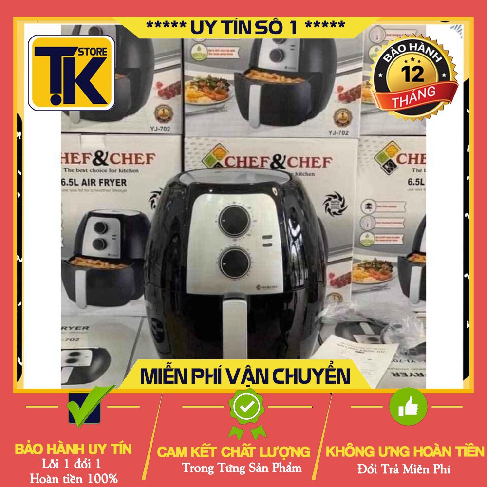 Nồi chiên không dầu chính hãng chef&amp;chef 6,5L . .