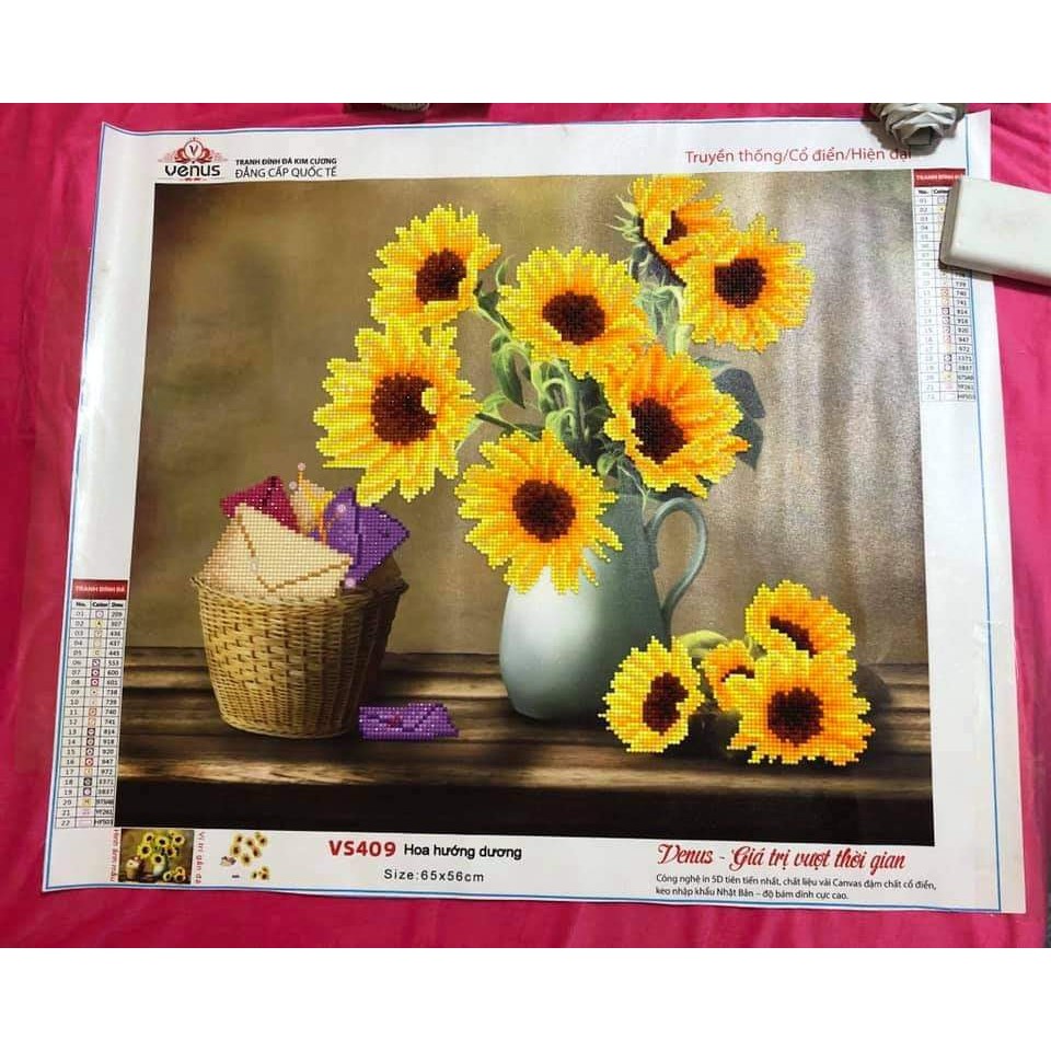 Tranh đính đá hoa hướng dương VS409 (70x60cm) -chưa đính