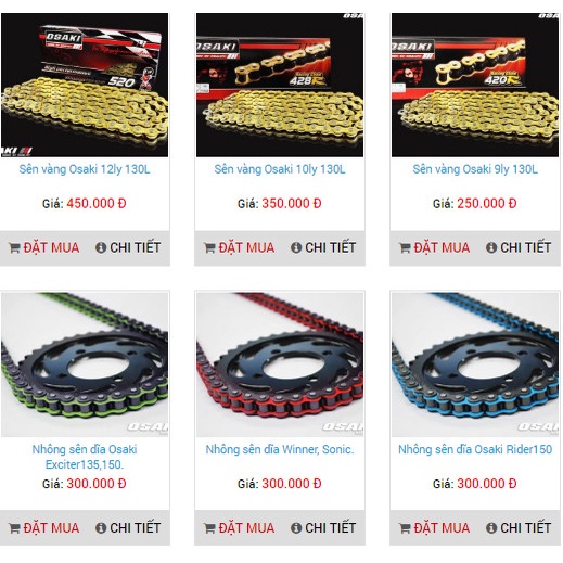 Dĩa tải sau &amp; Nhông trước Osaki màu đen dành cho các xe ex135, ex150, winnwr150, sonic150R, raider Fi.
