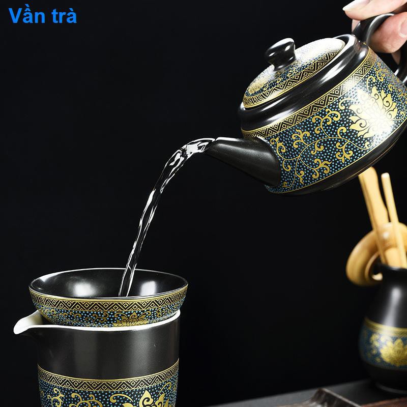 Bộ ấm trà Kung Fu gia dụng trọn gốm sứ Trung Quốc cao cấp chén hộp quà tặng tạo tác pha