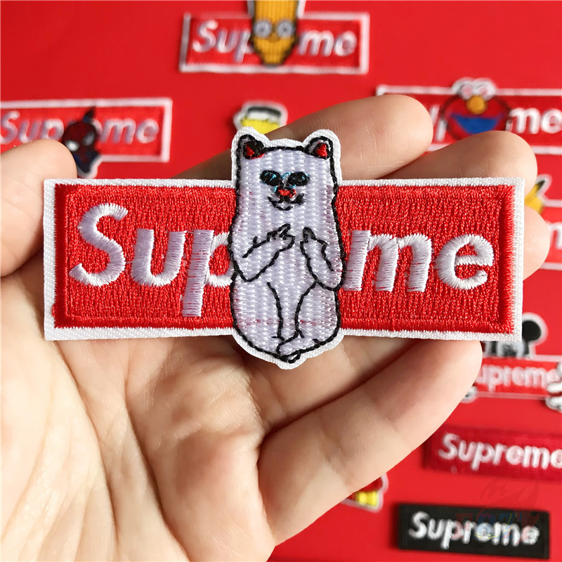 Miếng dán ủi quần áo họa tiết thêu hình KAWS RIPNDIP SUPREME