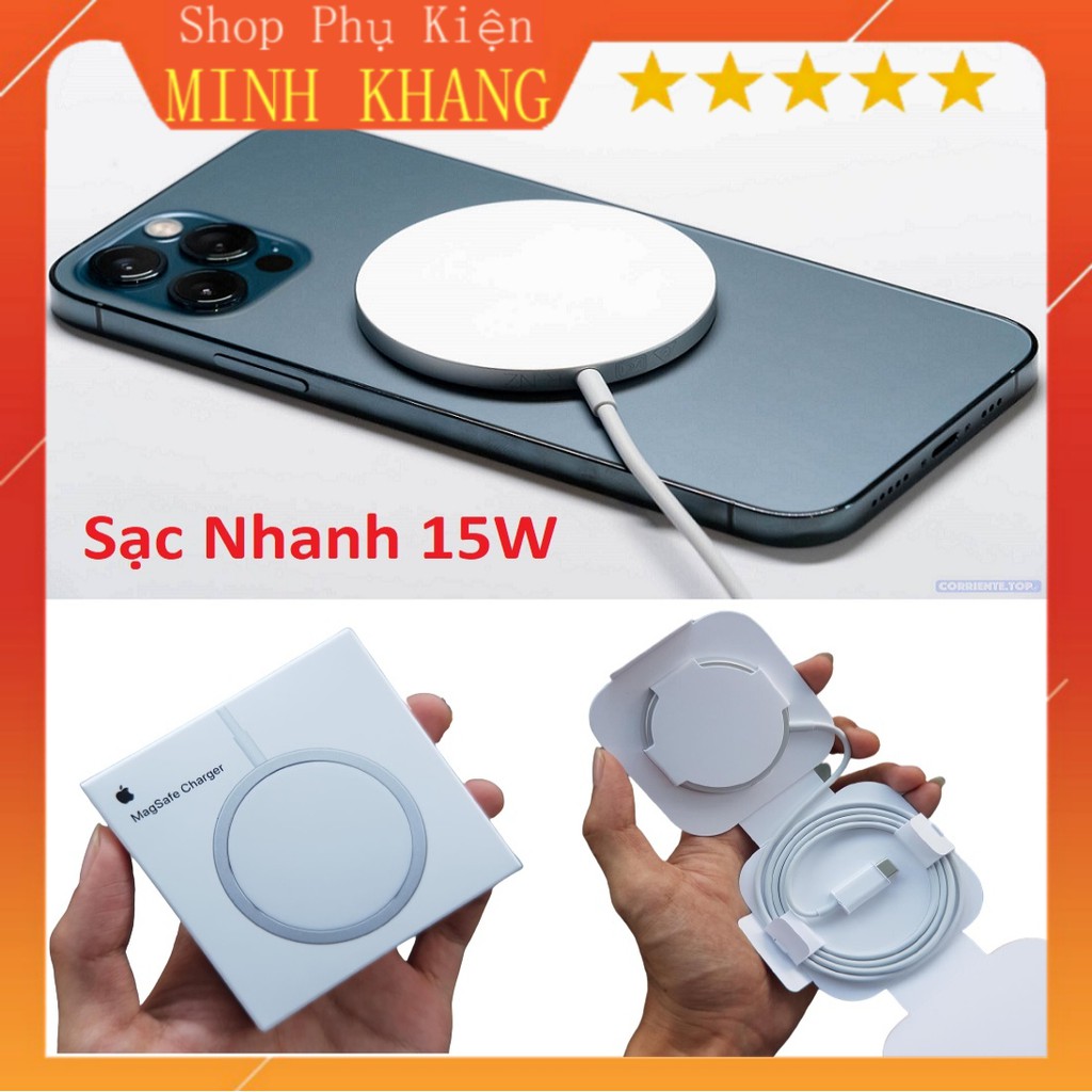 [Free Ship] Sạc Không Dây Iphone 12 - A2140, Sạc Nhanh 15W Chuẩn Qi Không Chai Pin - Không Nóng Máy - Nhỏ Gọn Tiện Lợi